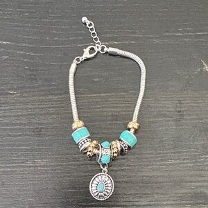 Canyon Sky Silver and Turquoise Charm Bracelet